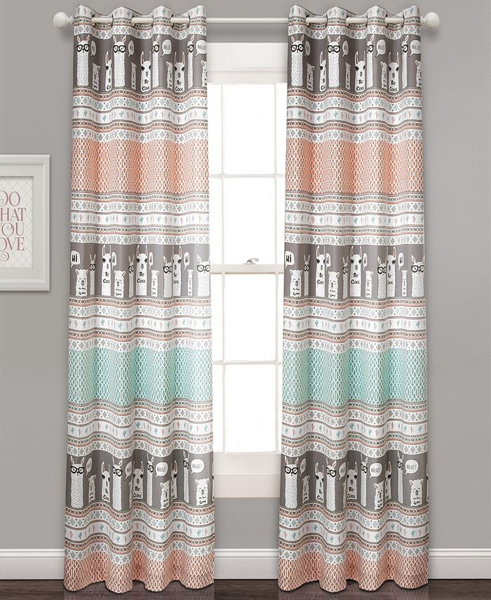 Lush Décor - Llama Stripe 52" x 84" Curtain Set