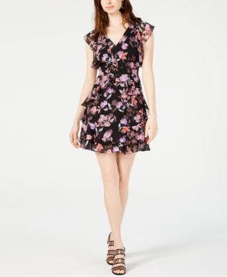 Bar III - Floral-Print Ruffled Dress
