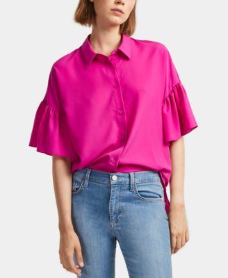 French Connection - Crepe Ruffle-Sleeve Shirt