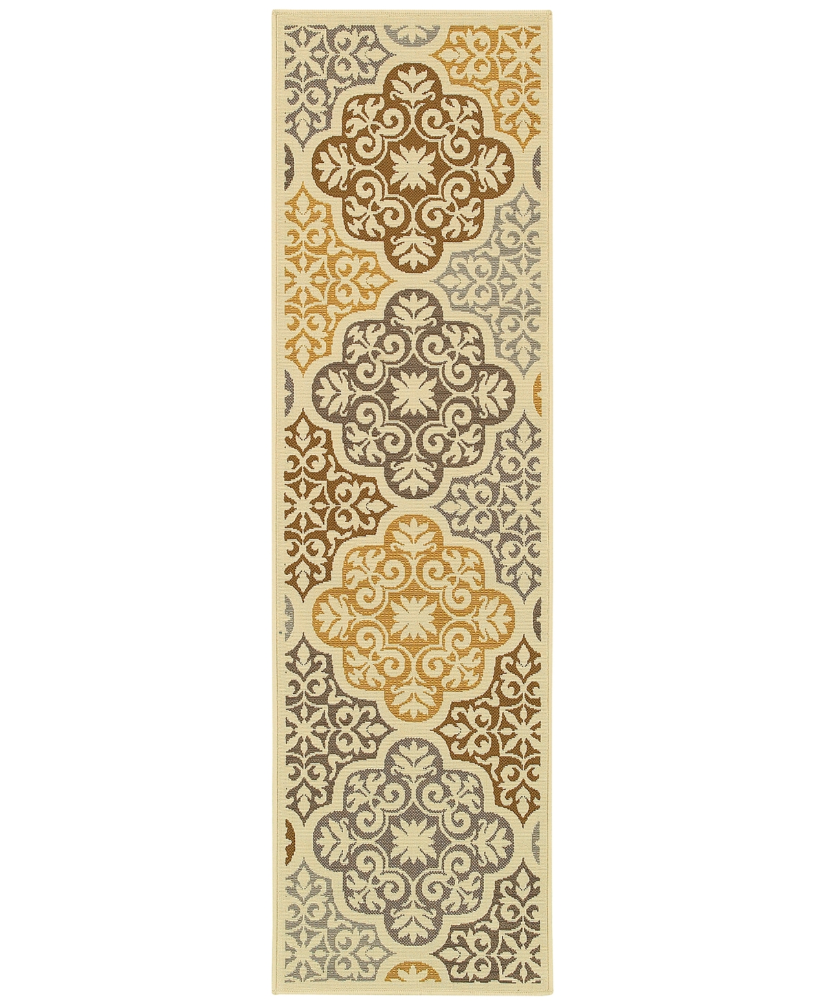 Oriental Weavers Bali 4904W Ivory/Gray 7'10in x 7'10in Indoor/Outdoor Runner Area Rug - Ivory/Grey