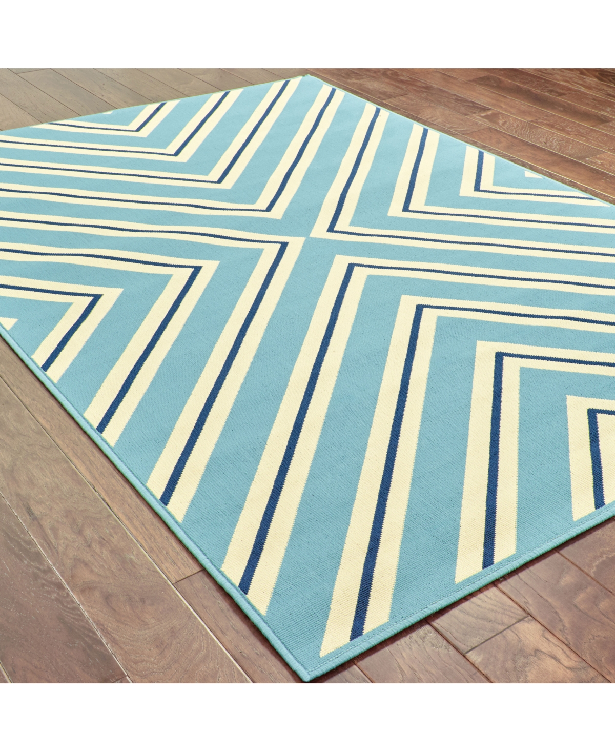 Oriental Weavers Riviera 4589 7'10in Indoor/Outdoor Round Area Rug - Blue/Navy