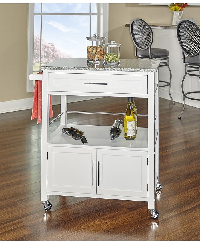 Linon Home Décor Cameron Kitchen Cart with Granite Top, White Macy's