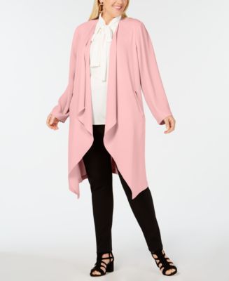 Nine West Women's Ruffle Front Soft Crepe Duster