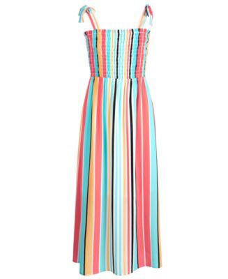 Monteau Big Girls Striped Smocked Maxi Dress - Macy's