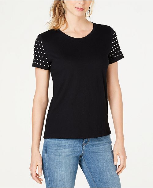 Inc Faux Pearl Sleeve T Shirt Created For Macy S