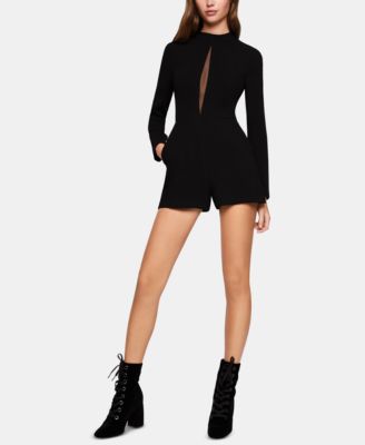 BCBGeneration - Mesh-Inset Mock-Neck Romper