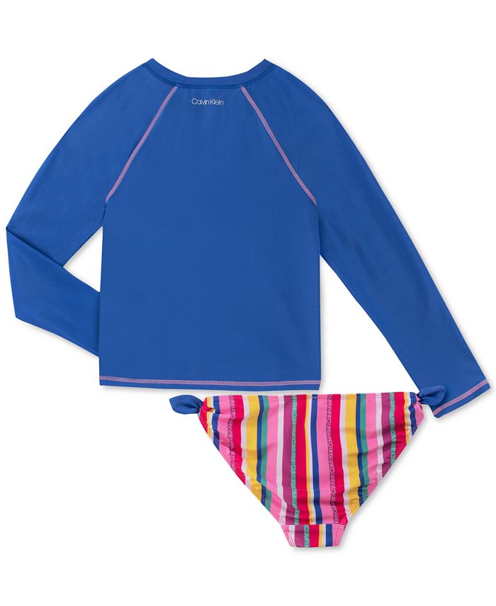 Calvin Klein Big Girls 2Pc. Logo Rash Guard Swimsuit Macy's