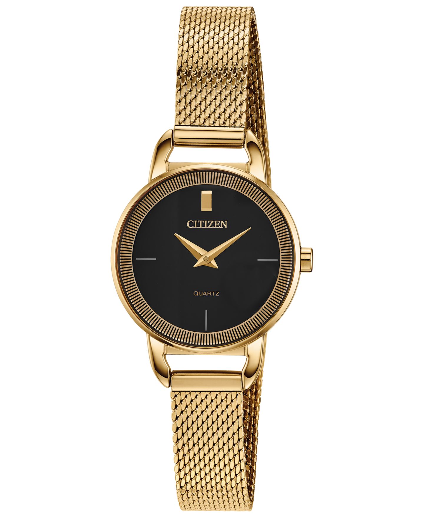 Женские часы Citizen Quartz Gold-Tone Stainless Steel Mesh Bracelet Watch 26mm — фото 1