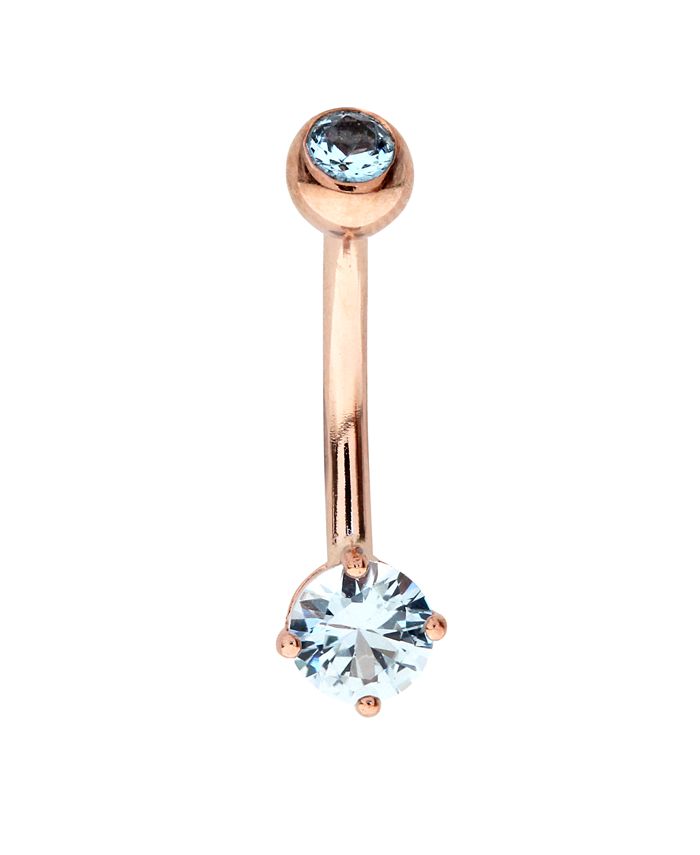 Rhona Sutton Bodifine 10K Gold Color CZ Belly Bar Macy s