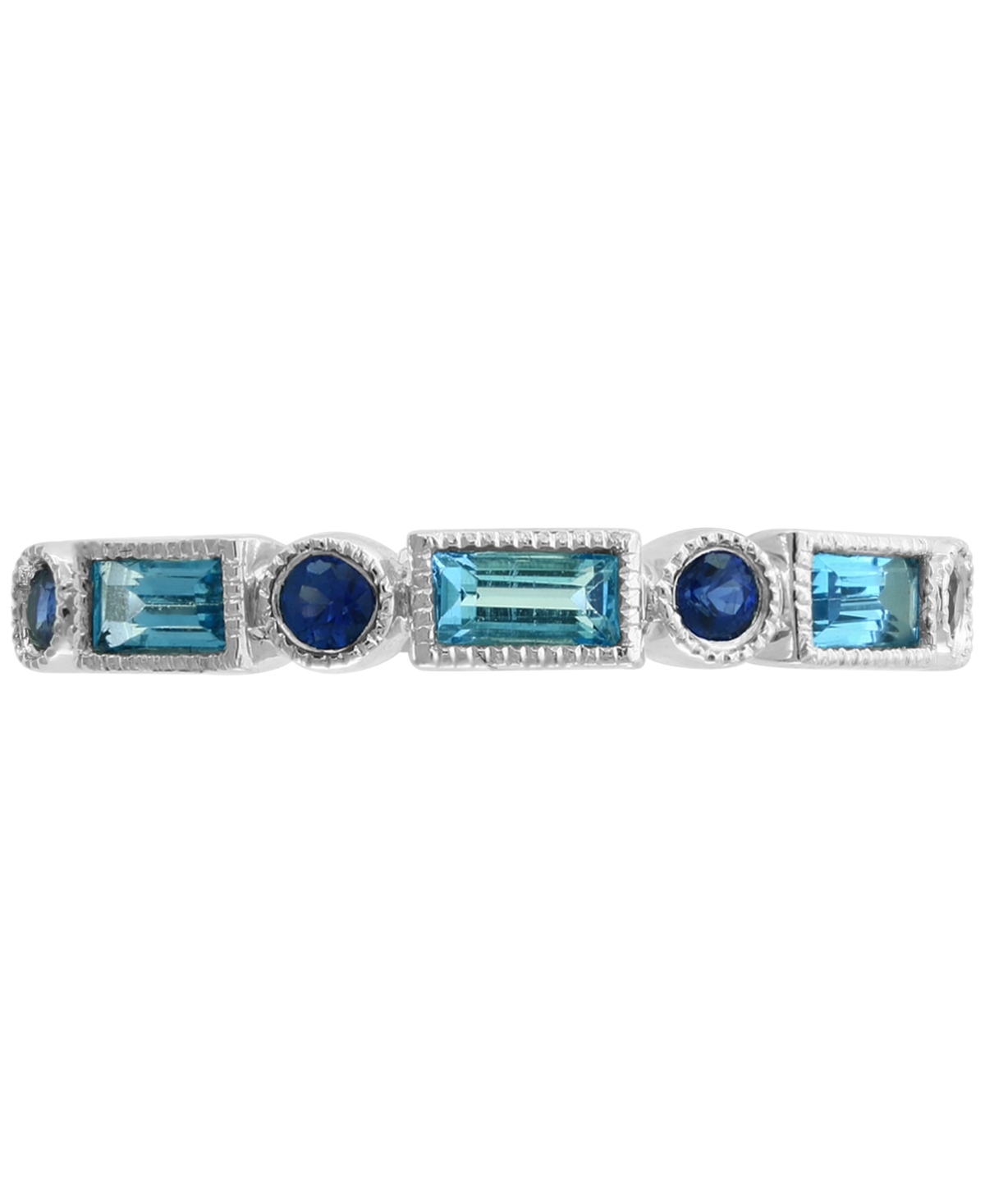 (1/3 ct. t.w.) and Sapphire (1/5 ct. t.w.) Ring in 14k White Gold - Blue Topaz