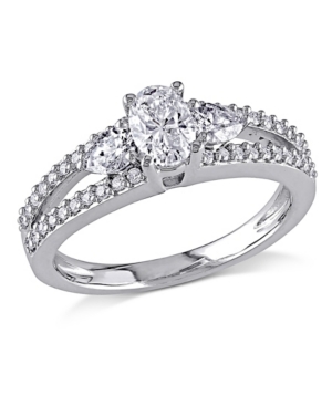 image of Certified Diamond (7/8 ct. t.w.) Oval-Shape 3-Stone Engagement Ring in 14k White Gold