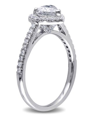 Certified Diamond (7/8 ct. t.w.) Heart-Shape Halo Engagement Ring in 14k White Gold