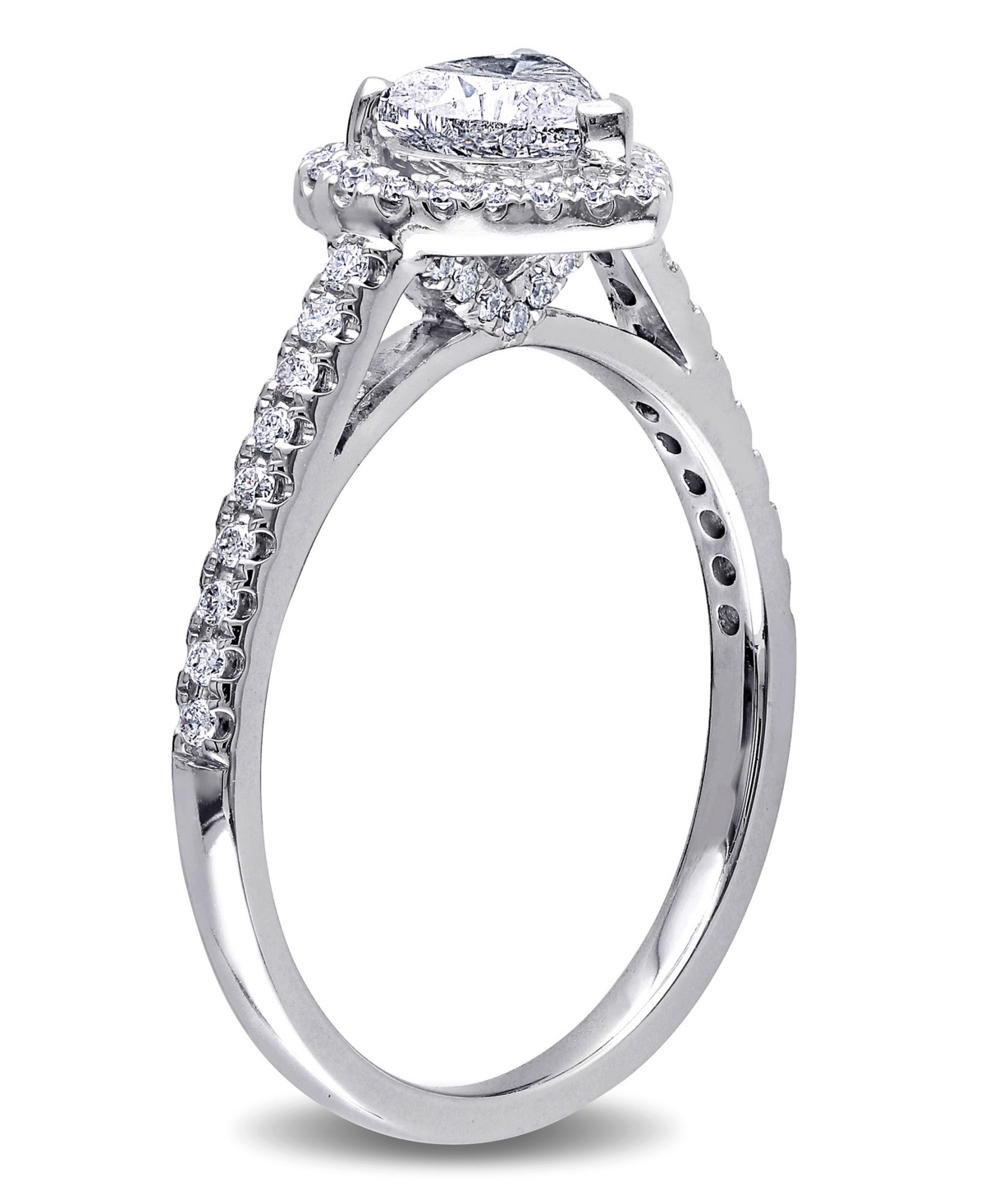 Certified Diamond (7/8 ct. t.w.) Heart-Shape Halo Engagement Ring in 14k- White Gold