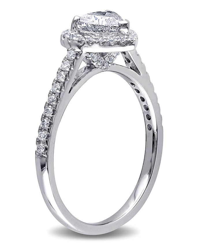 Macy's Certified Diamond (7/8 ct. t.w.) Heart-Shape Halo Engagement ...