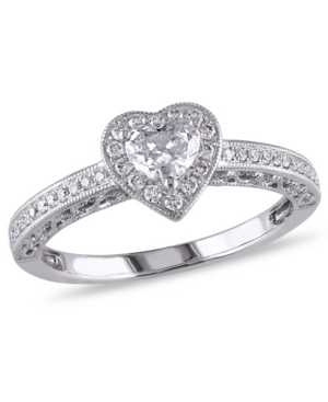 image of Certified Diamond (1/2 ct. t.w.) Heart-Shape Halo Engagement Ring in 14k White Gold