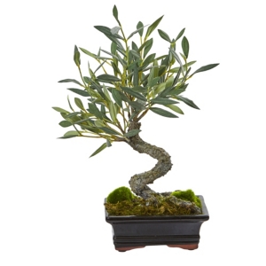 Nearly Natural Mini Olive Artificial Bonsai Tree In Green