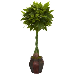 Nearly Natural 5' Money Artificial Tree In Decorative Planter In Green