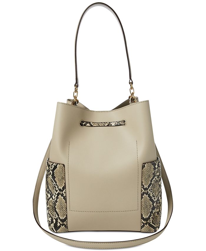 Lauren Ralph Lauren Dryden Debby Python-Embossed Drawstring Bag - Macy's