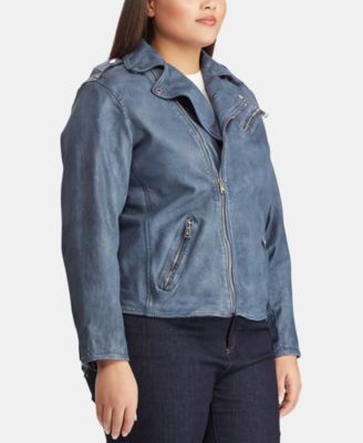 ralph lauren blue leather jacket