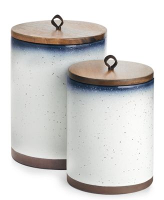 Hotel Collection Countertop Canister Set With Wood Lids Set Of 3