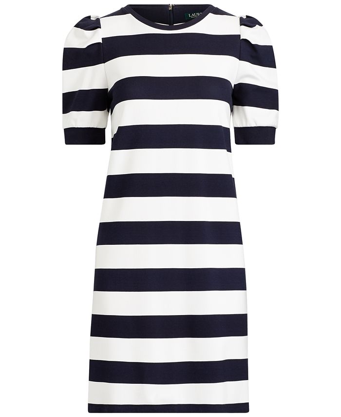 Lauren Ralph Lauren Striped Puff-Sleeve Dress & Reviews - Dresses ...