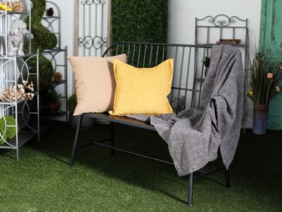 Traditional 38" x 48" Black Iron Patio Bench