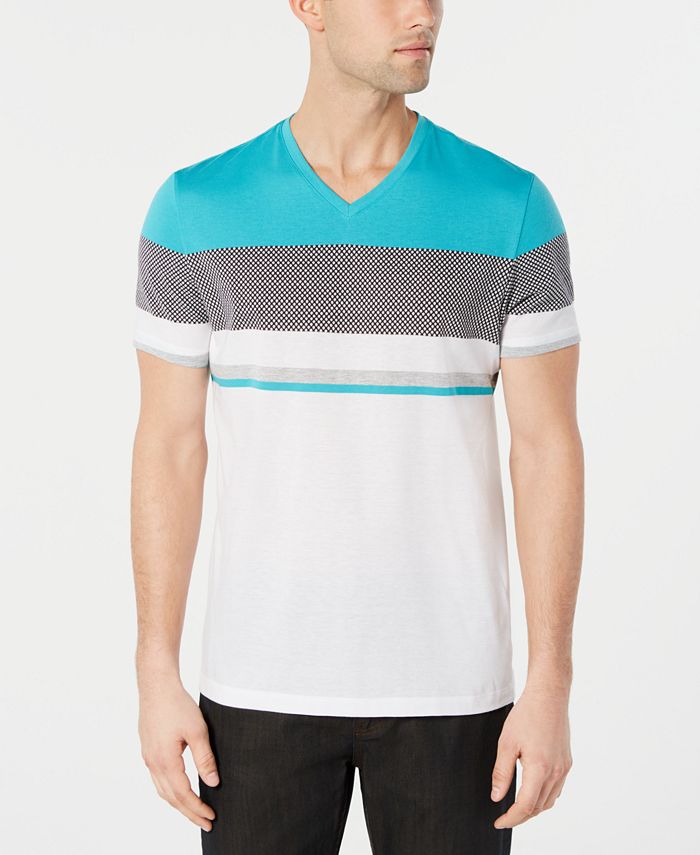 Alfani Men's Textured Colorblocked V-Neck T-Shirt, Created for Macy's ...