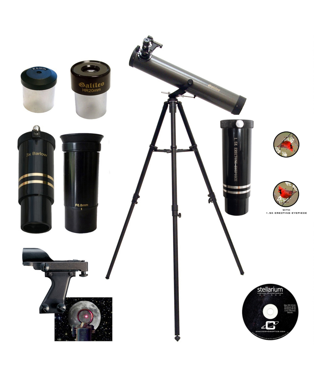 Cosmo Brands Galileo 800 X 80mm Astronomical Telescope And Zoom Eyepiece In Multi