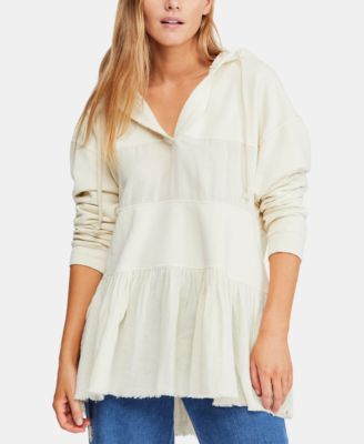 Free People - Cotton High-Low Peplum Hoodie