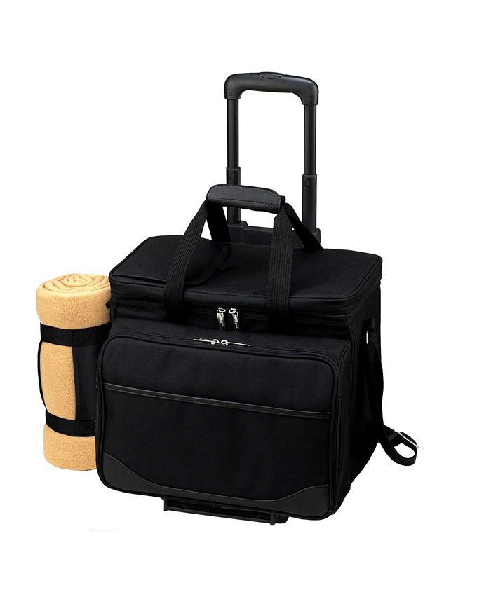 Picnic At Ascot Equipped Picnic Cooler with Blanket and Service for 4 on Wheels Macy's