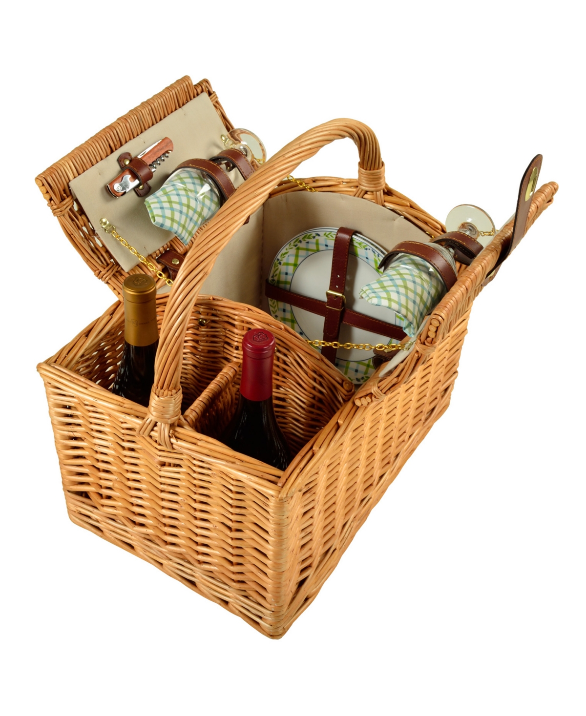 Vineyard Willow Wine, Picnic Basket with service for 2 - Yellow