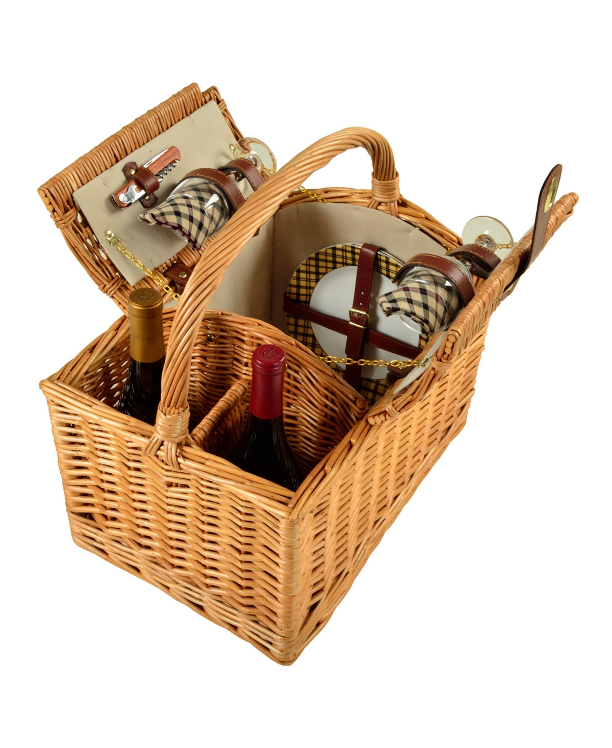 Vineyard Willow Wine, Picnic Basket with service for 2 - Yellow
