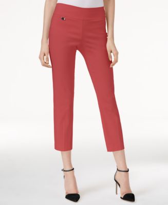 Alfani Red Capris Stretch Cropped Pull On Pants Women's Size 14 