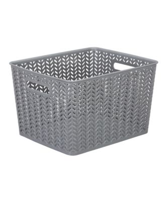 Simplify Textile Weave Medium Decorative Storage Tote In Gray
