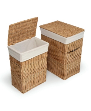 Badger Basket Wicker Two Hamper Set with Liners