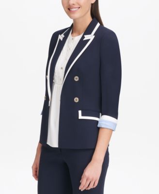 Tommy Hilfiger Piped Double-Breasted Blazer