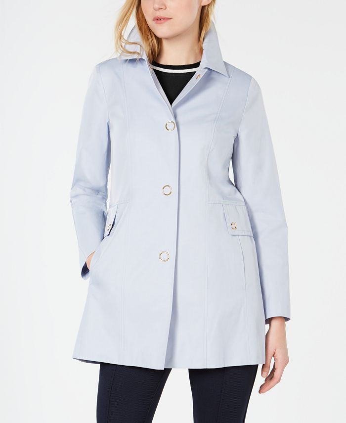 Anne Klein Water-Resistant Hooded Raincoat - Macy's