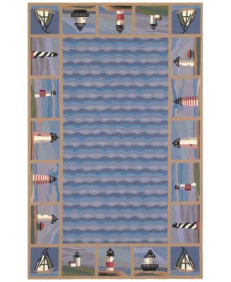 Kas - Colonial Lighthouse Waves 1802 Blue 5'3" x 8'3" Area Rug