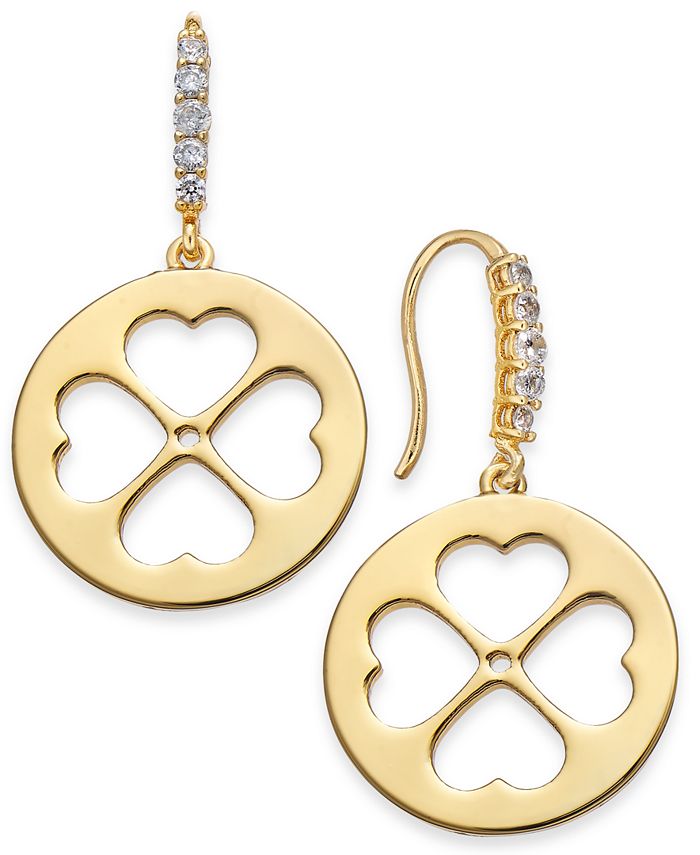 kate spade new york Gold-Tone Clover Drop Earrings & Reviews - Earrings -  Jewelry & Watches - Macy's