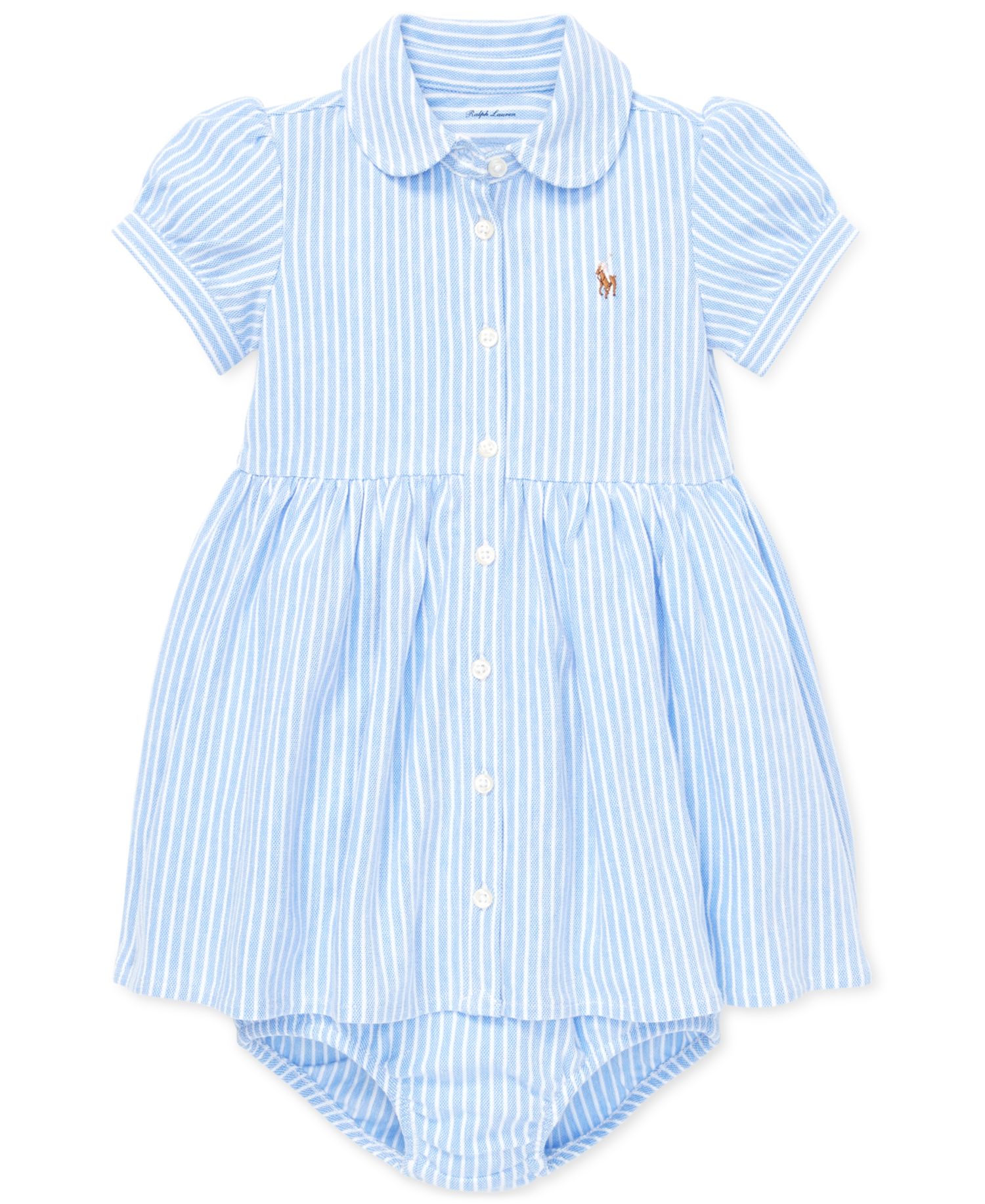 Baby Girls Striped Knit Oxford Dress