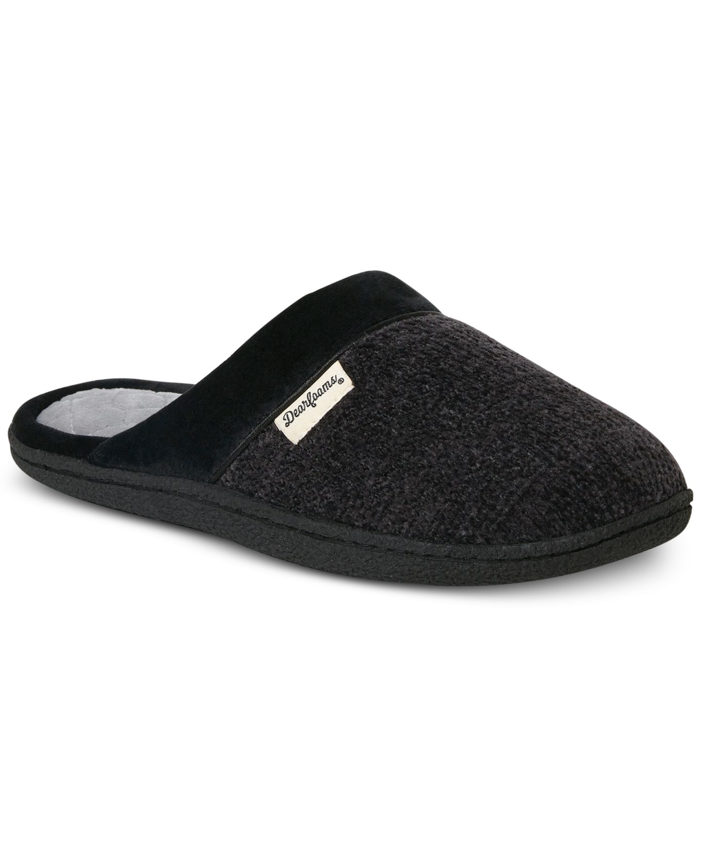 Женские тапочки Dearfoams Samantha Chenille Scuff House Slipper, цвет: Чёрный — фото 1