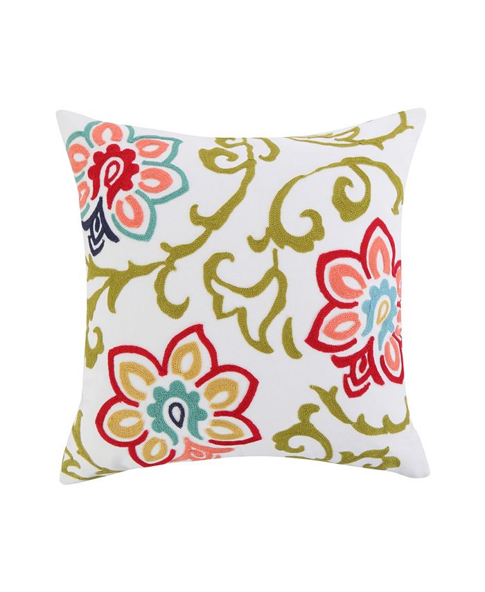 Levtex Home Clementine Spring Jacobean Floral Embroidered Decorative Pillow, 18" x 18" Macy's
