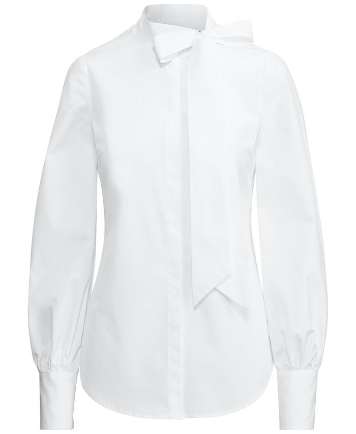 cotton tie neck shirt ralph lauren