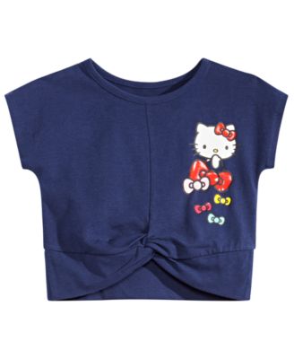 Hello Kitty - Little Girls Bow-Print Twist-Hem Cropped T-Shirt