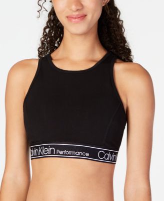 Calvin Klein Logo Strappy-Back Medium-Impact Sports Bra - Macy's