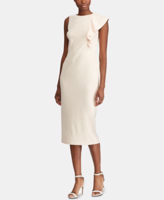 ralph lauren ruffle trim crepe dress