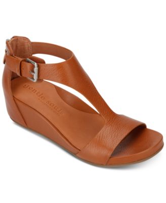 cognac leather wedges