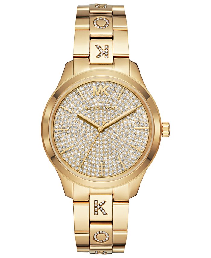 Michael Kors Women's Runway Gold-Tone Stainless Steel & Crystal-Accent ...