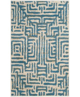 Amsterdam AMS106 Ivory and Light Blue 3' x 5' Outdoor Area Rug