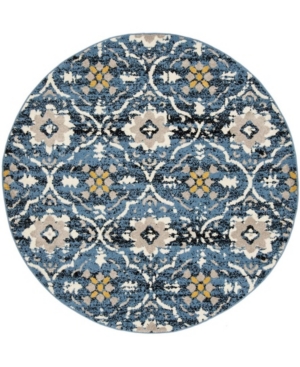 Safavieh Amsterdam Blue and Creme 6'7in x 6'7in Round Area Rug